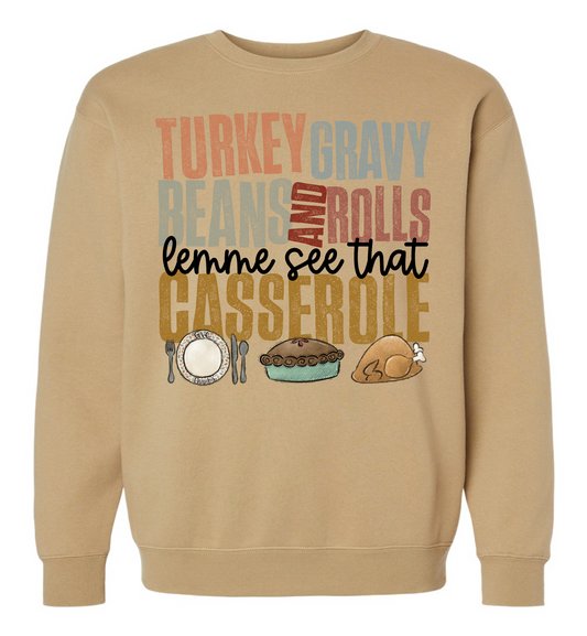 Turkey, Gravy, beens, and Rolls