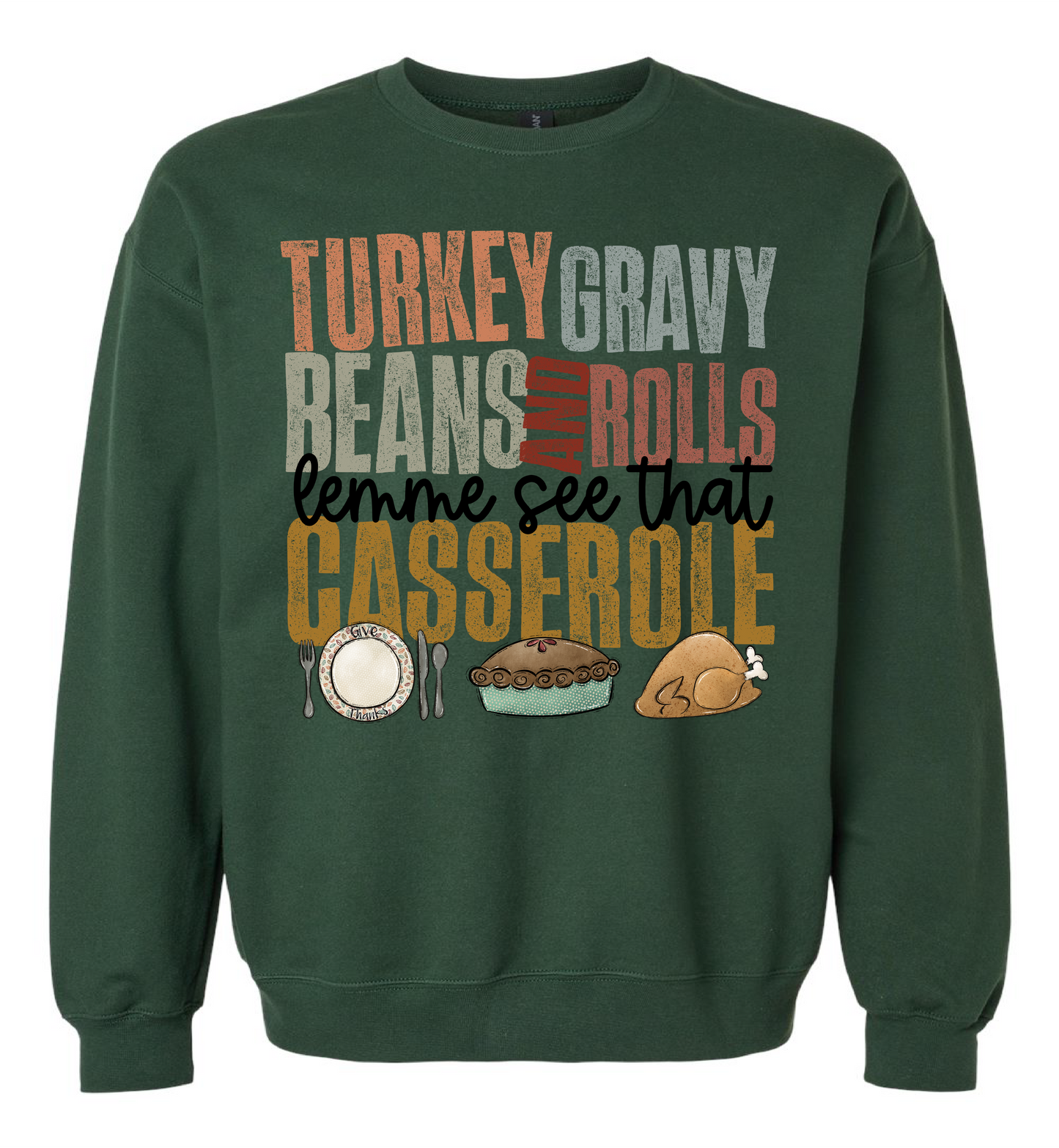 Turkey, Gravy, beens, and Rolls